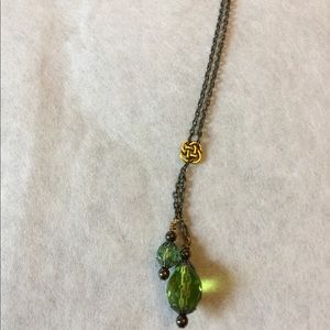 Bronze tone necklace small Celtic knot w/crystals